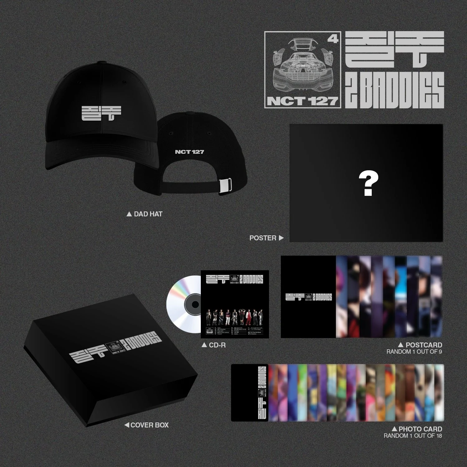 NCT 127 질주 2Baddies Dad Hat Deluxe Box Set + дополнительная фотокарточка
