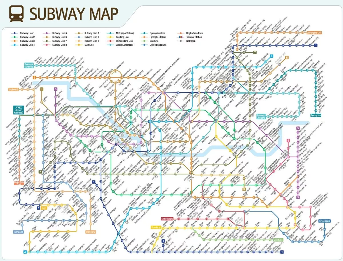 Метро в сеуле схема