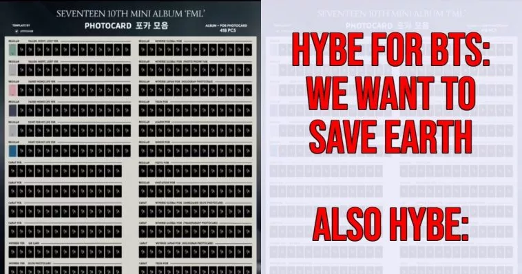 HYBE Labels подвергаются жесткой критике за почти 900 фотокарточек, которые можно собрать, покупая новый альбом SEVENTEEN