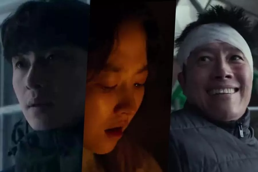 Пак Со Джун, Пак Бо Ён и Ли Бён Хон намерены выжить в фильме "Бетонная утопия"