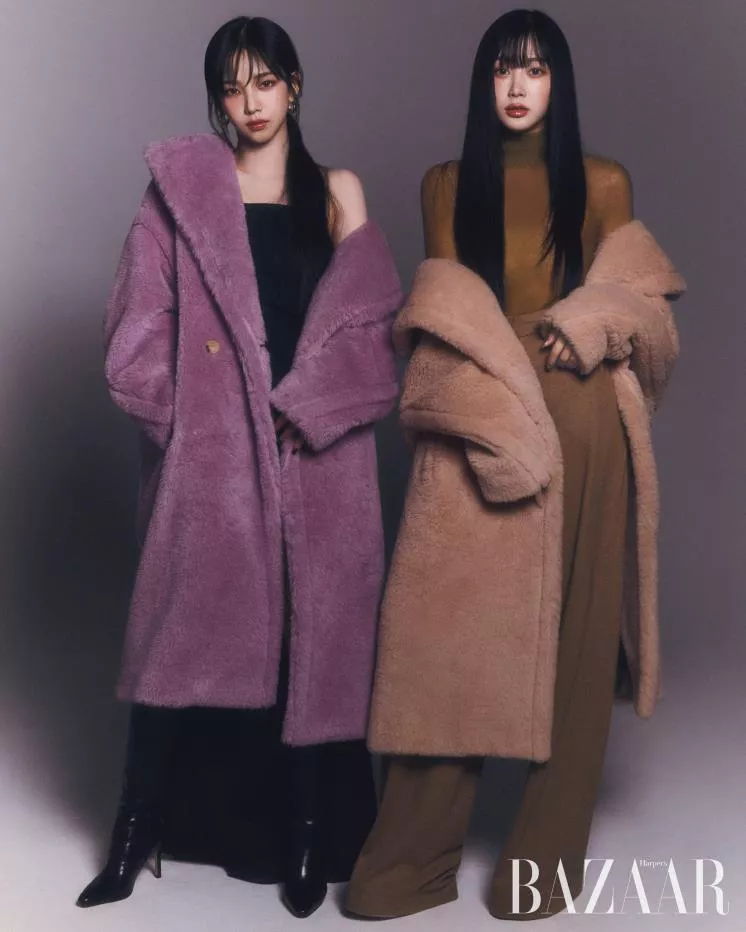 Карина и Жизель из aespa погружаются в зимнее настроение в фотосессии для Harper's Bazaar 