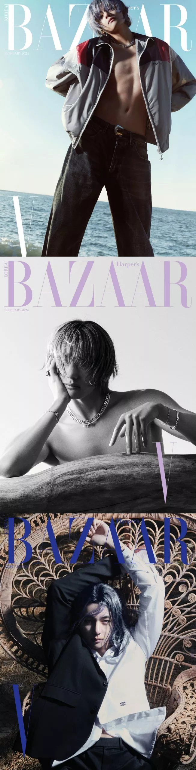Ви из BTS занял центральное место на февральской обложке Harper's Bazaar Korea