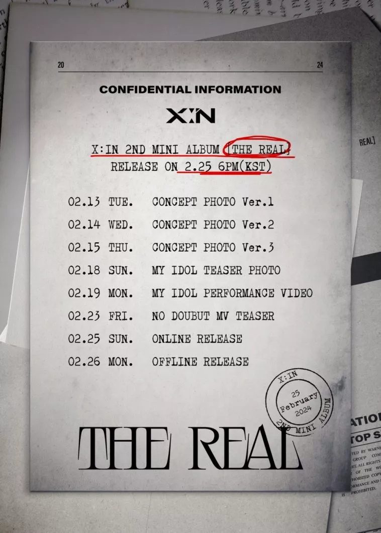 X:IN представили расписание камбека со вторым мини-альбомом 'The Real'