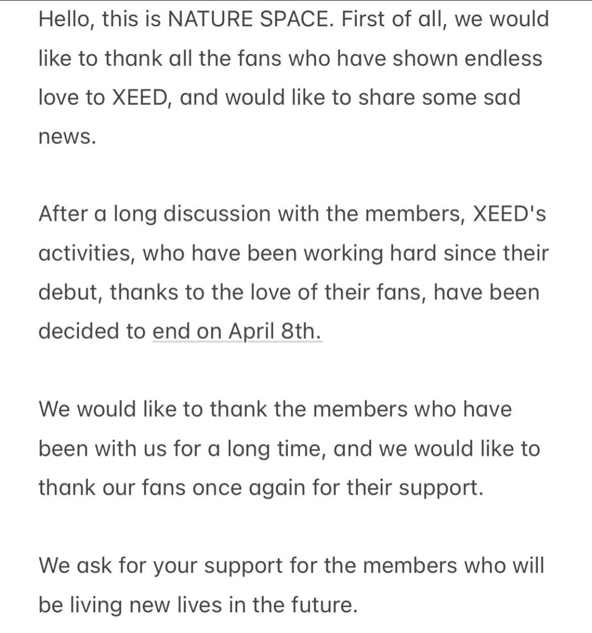 XEED объявили о своем расформировании 8 апреля